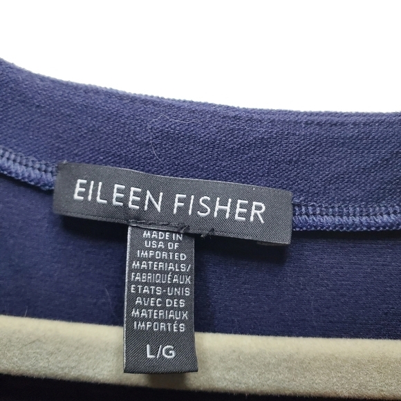 EILEEN FISHER Dress L Washable Stretch CrepeJumper V-Neck Sleeveless Navy Blue - Picture 11 of 12